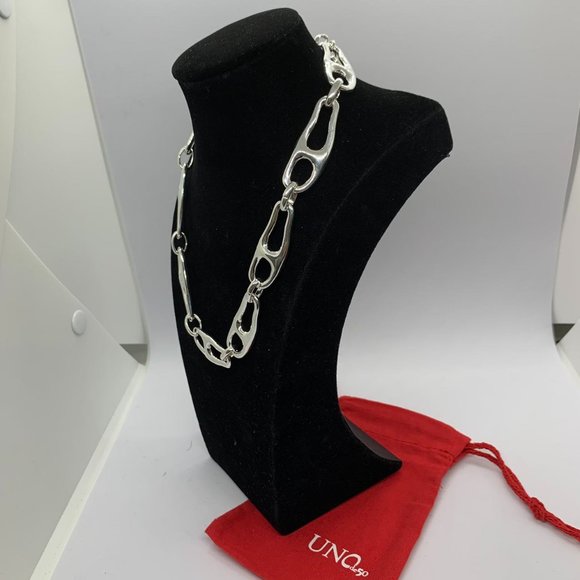 UNO de 50 Necklace BE CONNECTED NECKLACE silver-plated metal large organic link - Picture 2 of 5
